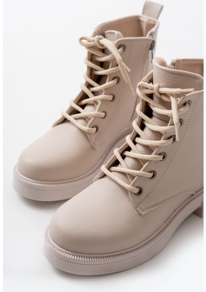 Bej Galata Bağcıklı Fermuarlı Günlük Kadın Bot Bayan BOT37653 modelleri