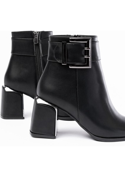 Siyah Toka Aksesuarlı Topuklu Fermuarlı Günlük Kadın Bot Bayan BOTDNZ-400 fırsatları