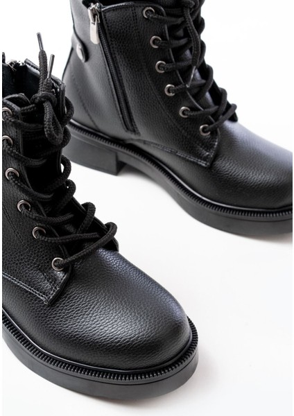 Siyah Bağcıklı Fermuarlı Günlük Kadın Bot Bayan BOT37653 fırsatları