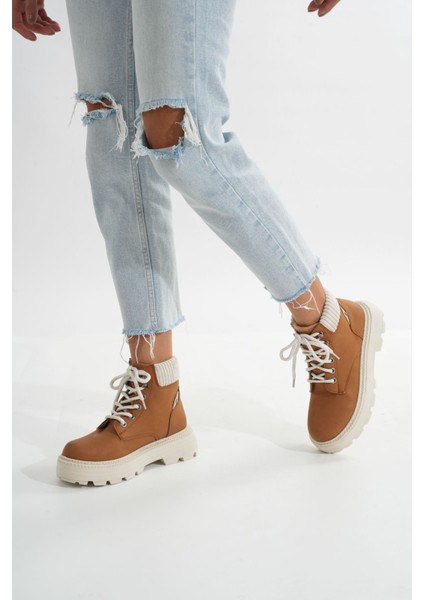 Taba Süet Bağcıklı Kalın Taban Kadın Günlük Bot Bayan BOTLMÇ-204