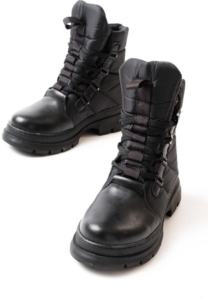 Siyah Bağcıklı Su Geçirmez Kadın Kar Botu Bayan BOTASM-083 modelleri