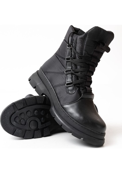 Siyah Bağcıklı Su Geçirmez Kadın Kar Botu Bayan BOTASM-083 fırsatları