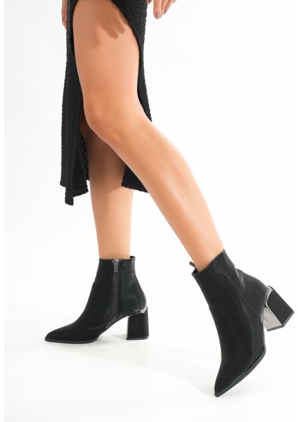 Siyah Fermuarlı Topuklu Kadın Günlük Bot Bayan BOTDNZ-409 fiyatları