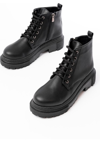 Siyah Bağcıklı Fermuarlı Günlük Kadın Bot Bayan BOT812-212 modelleri
