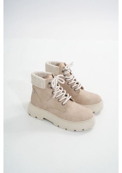 Bej Süet Bağcıklı Kalın Taban Kadın Günlük Bot Bayan BOTLMÇ-204 fırsatları