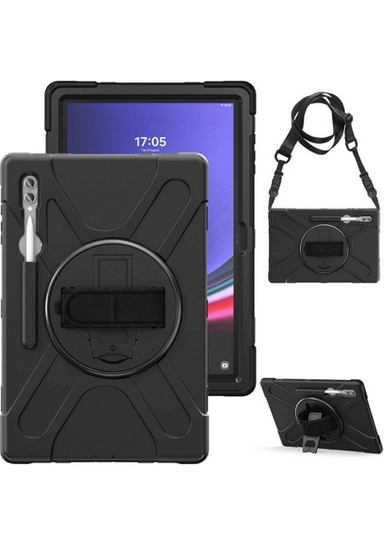 Galaxy Tab S10 Ultra Uyumlu Tam Koruma Sağlayan Zırhlı Silikon Tablet Kılıfı Şok Emici Dayanıklı