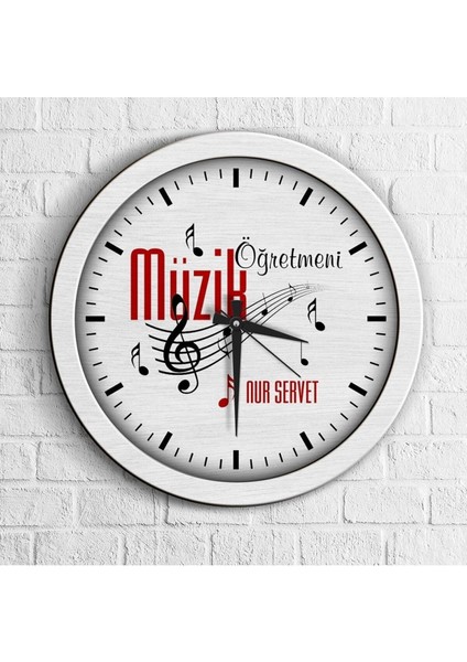 Kişiye Özel Mesleki Müzik Öğretmeni Ahşap Duvar Saati
