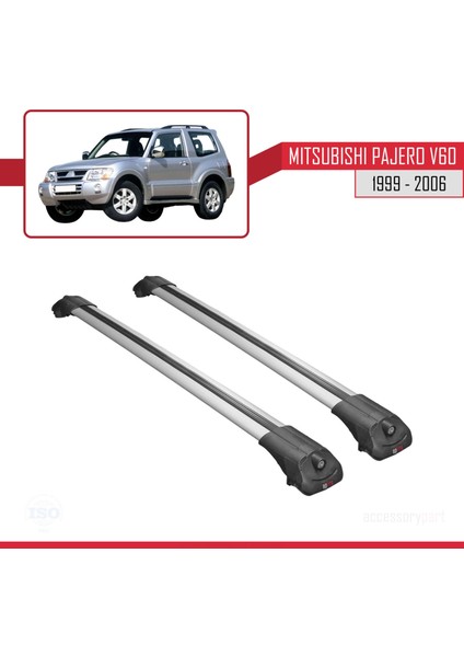 Mitsubishi Pajero (V60) 3 Kapı 1999-2006 Arası ile Uyumlu Ace-1 Ara Atkı Tavan Barı Gri fırsatları