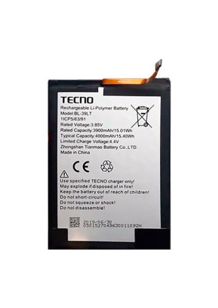 Tecno Spark 4 Batarya Pil Sıfır Orijinal