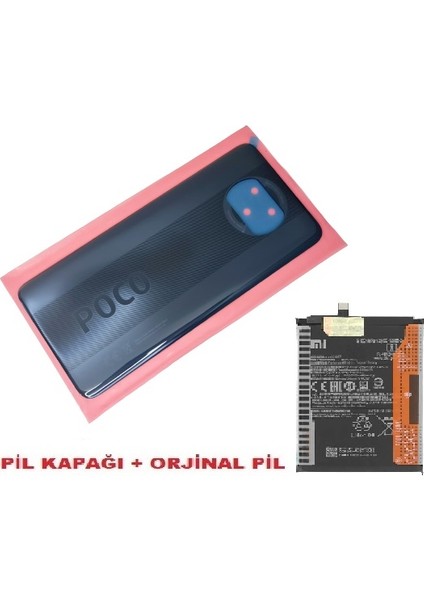 Xiaomi Poco X3 / Poco X3 Nfc Arka Kapak Batarya Pil Kapağı + Pil (Cam) Siyah