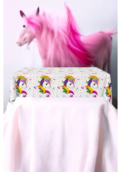 Unicorn Temalı 120 x 180 Masa Örtüsü - Doğum Günü Parti ve Eğlenceli Etkinlikler Için modelleri