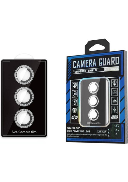 Samsung Galaxy S24 Kamera Lens Koruyucu Taşlı Şık Diamond Cam Filmi