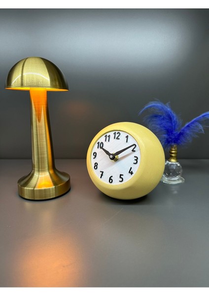 Sarı Beton Masa Saati, Sessiz Mekanizmalı, Modern ve Şık Tasarım