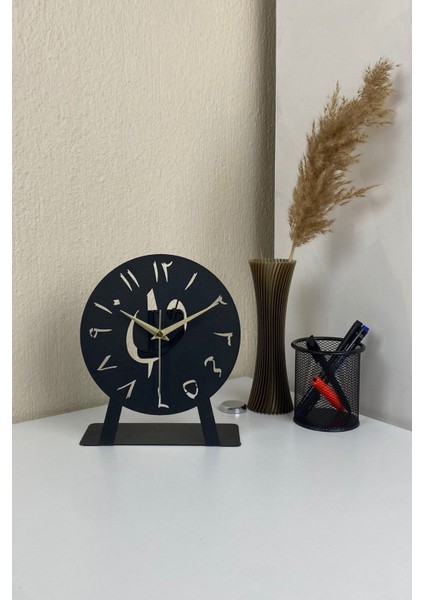 Tekno Trust Elif-Vav Model Metal Lazer Kesim Akar Sessiz Mekanizmalı Masa Saati