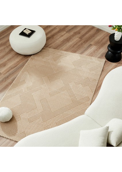 Geometrik Çizgili Desenli Şönil Halı, Salon Halısı, Oturma Odası Halısı, Çocuk Odası Halısı, Kolidor Makine Halısı