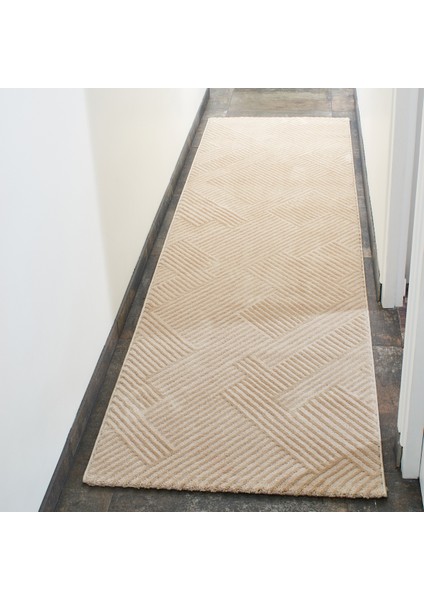 Geometrik Çizgili Desenli Şönil Halı, Salon Halısı, Oturma Odası Halısı, Çocuk Odası Halısı, Kolidor Makine Halısı