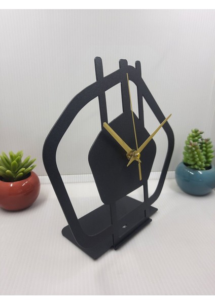 Şık Siyah Metal Masa Saati, 21x20 cm, Analog Zaman Göstergesi, Ev ve Ofis İçin fırsatları