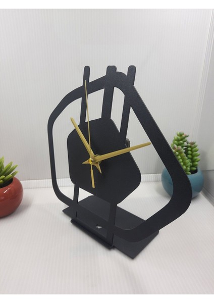 Şık Siyah Metal Masa Saati, 21x20 cm, Analog Zaman Göstergesi, Ev ve Ofis İçin indirimleri