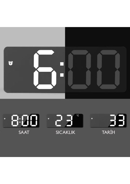 Tekno Trust LED Dijital Masa Saati Alarm Termometre Tarih Masaüstü Saat