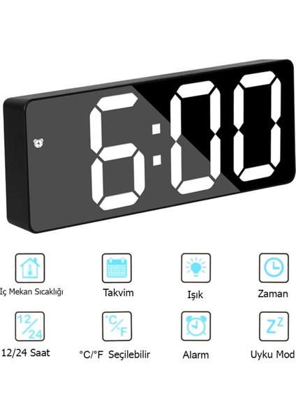 Tekno Trust LED Dijital Masa Saati Alarm Termometre Tarih Masaüstü Saat