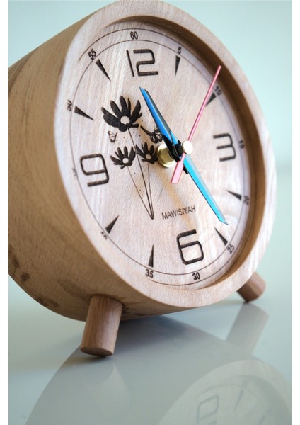 Tekno Trust El Yapımı Yuvarlak Ahşap Masaüstü Rakamlı Saat Papatya Detaylı fiyatları