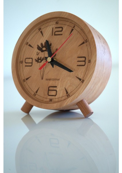 Tekno Trust El Yapımı Yuvarlak Ahşap Masaüstü Rakamlı Saat Papatya Detaylı indirimleri