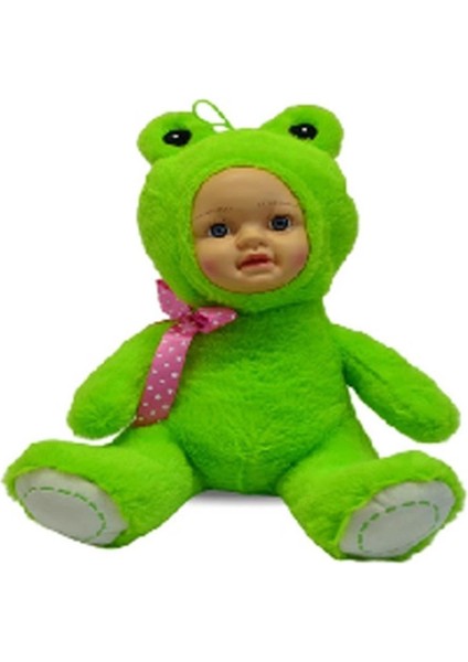 Bebek Yüzlü Sevimli Kurbağa Peluş Oyuncak 35 cm Pembe