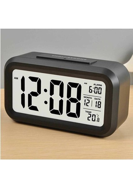 Tekno Trust LCD Işıklı Sensörlü Termometreli Alarmlı Dijital Masa Saati