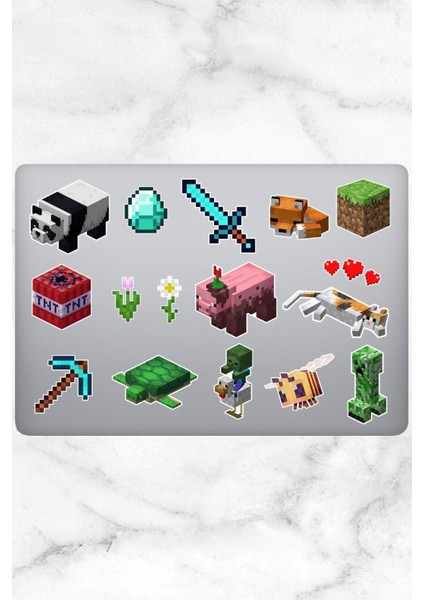 Minecraft Temalı Laptop Notebook Tablet Sticker Seti