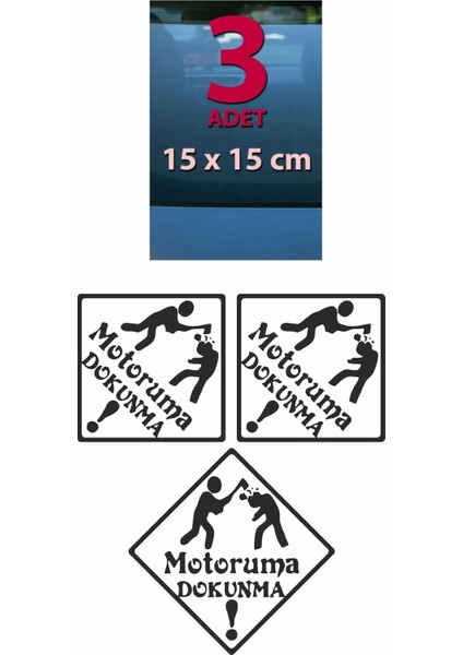 Motoruma Dokunma Araç, Araba, Oto, Motorsiklet, Kask, Laptop, Cam Sticker 3 Adet