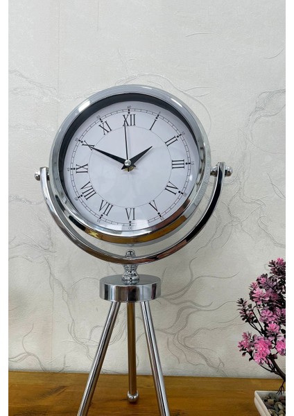 Bej Metal Mini Tripod 45x26 cm Masa Saati Zaman Göstergesi fiyatları