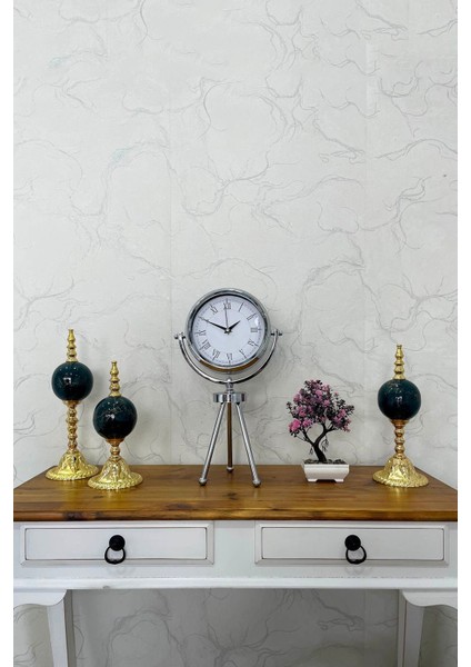 Bej Metal Mini Tripod 45x26 cm Masa Saati Zaman Göstergesi modelleri