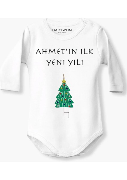 Bebeğinizin Kaçıncı Yılbaşı Olduğu Baskılı Pamuklu Bebek Zıbını