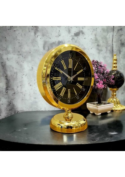 Altın Metal Çember Masa Saati, Zarif ve Şık Tasarım, Zamanı Şıklıkla Gösterir fırsatları