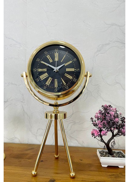 Altın renkli 45x26 cm metal mini masa saati, şık ve dayanıklı tasarım fiyatları