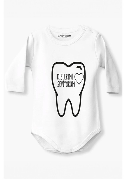 Dişlerimi Seviyorum Baskılı Pamuklu Bebek Zıbını