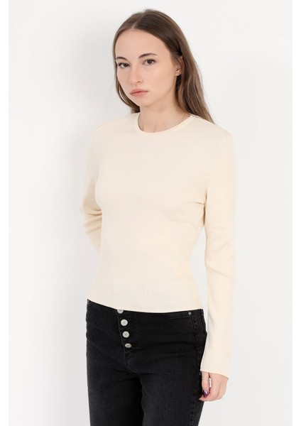 Kadın Bej %100 Poliamid Esnek Bisiklet Yaka Triko Body - 2002 fiyatları