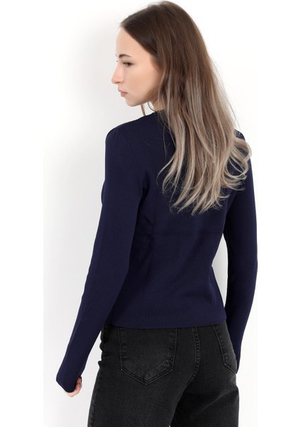 Kadın Lacivert %100 Poliamid Esnek Bisiklet Yaka Triko Body - 2002 fırsatları