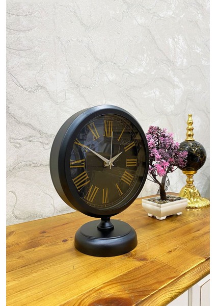 25x20 cm Siyah Metal Masa Saati, Şık ve Modern Tasarım
