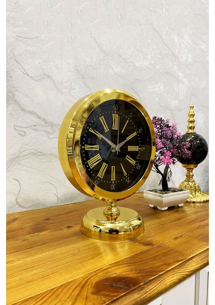 25x20 cm altın metal masa saati, şık ve zarif masa dekorasyonu için ideal