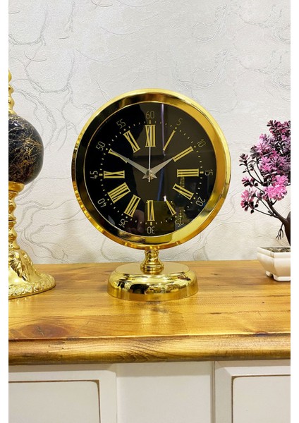 25x20 cm altın metal masa saati, şık ve zarif masa dekorasyonu için ideal fiyatları