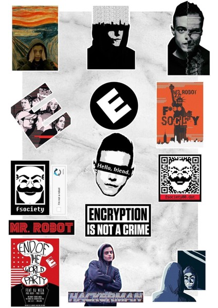 Mr. Robot Temalı Laptop Notebook Tablet Sticker Seti