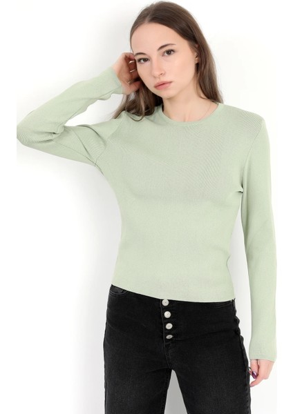 Kadın Yeşil %100 Poliamid Esnek Bisiklet Yaka Triko Body - 2002 modelleri