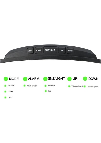 Aynalı Led Işıklı Kavisli Masa Saati, Alarm, Sıcaklık Ölçer, Şık ve Modern Tasarım fiyatları