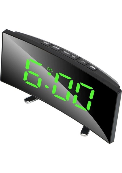 Aynalı Led Işıklı Kavisli Masa Saati, Alarm, Sıcaklık Ölçer, Şık ve Modern Tasarım fırsatları