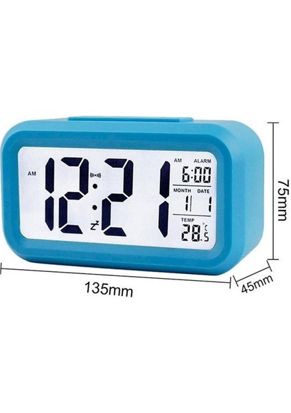 Tekno Trust LCD Ekran Dijital Pilli Gece Işıklı Alarmlı Masaüstü Çalar Saat
