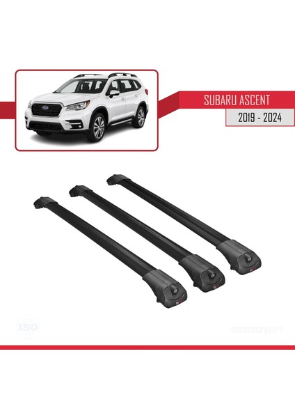 Subaru Ascent 2019 ve Sonrası ile Uyumlu Ace-1 Ara Atkı Tavan Barı Siyah 3 Adet Bar