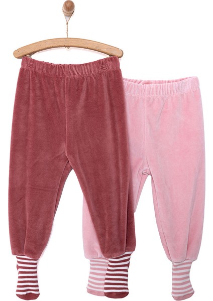 HelloBaby 2li Kadife Çoraplı Pantolon Kız Bebek