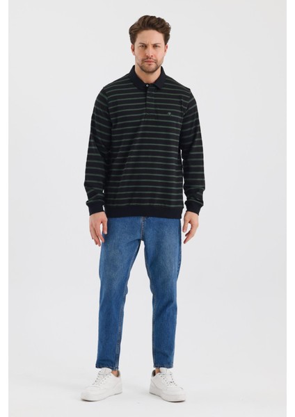 Polo Yaka Çizgili Regular Fit Sweatshırt (WK25214) fiyatları