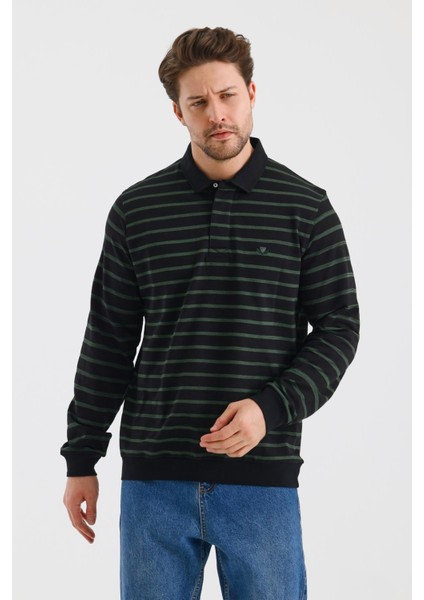Polo Yaka Çizgili Regular Fit Sweatshırt (WK25214) modelleri
